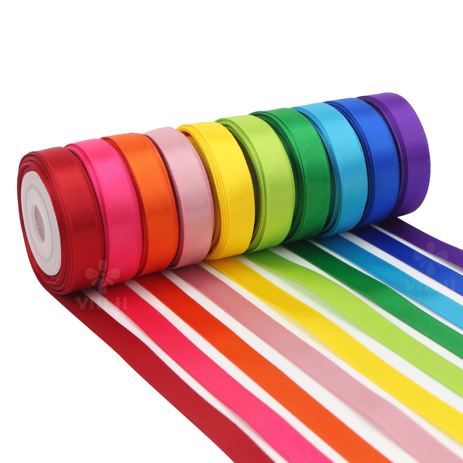 Amazon.com: MEEDEE 3/8 Inch Satin Ribbon Set – 10 Rolls Rainbow
